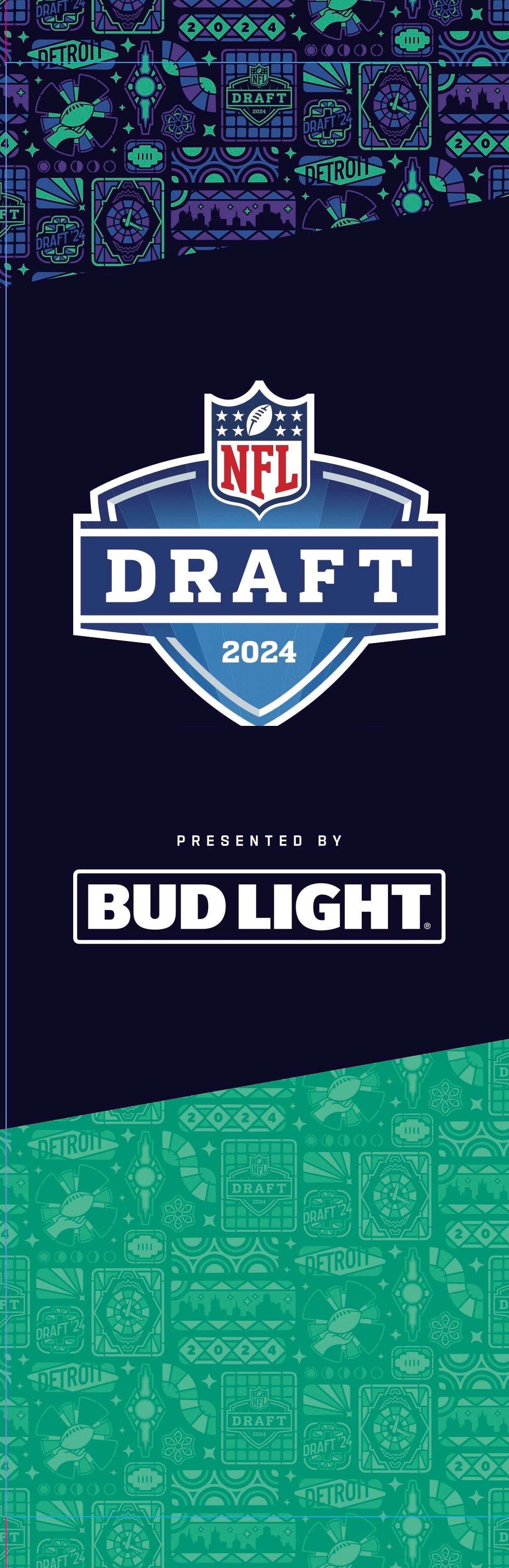 [Small Banner] 2024 NFL Draft Bud light Logo Navy Green Version (Front/Back)